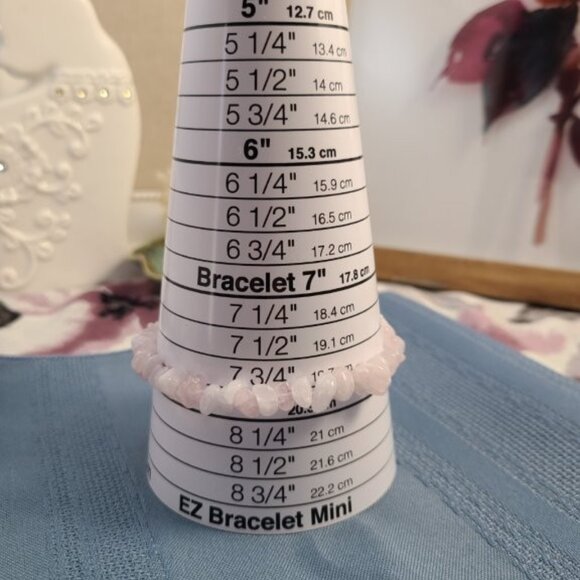 Rose Quartz Chip Bracelet | Natural Pink Crystal Stretch Boho Healing Jewelry - Picture 9 of 9